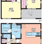 １F床面積：50.22㎡、２F床面積：51.84㎡（ﾙｰﾌﾊﾞﾙｺﾆｰ面積含む）(間取)