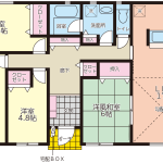 １F床面積：94.77㎡、４LDK（4LDK17帖、和室6帖、洋室6.5帖・5.7帖・4.8帖）です。(間取)